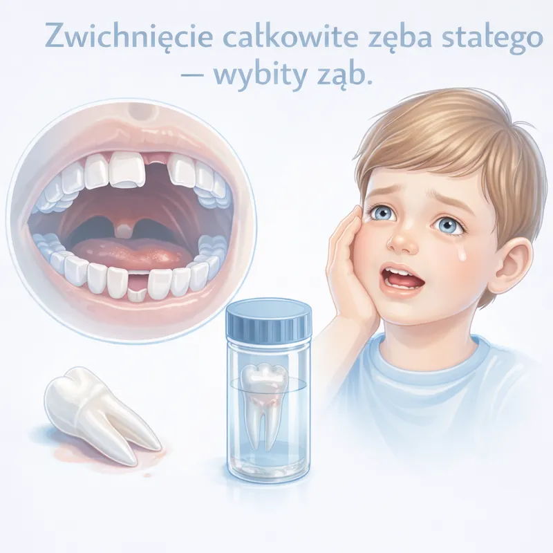 Wybity ząb - zwichnięcie całkowite zęba
